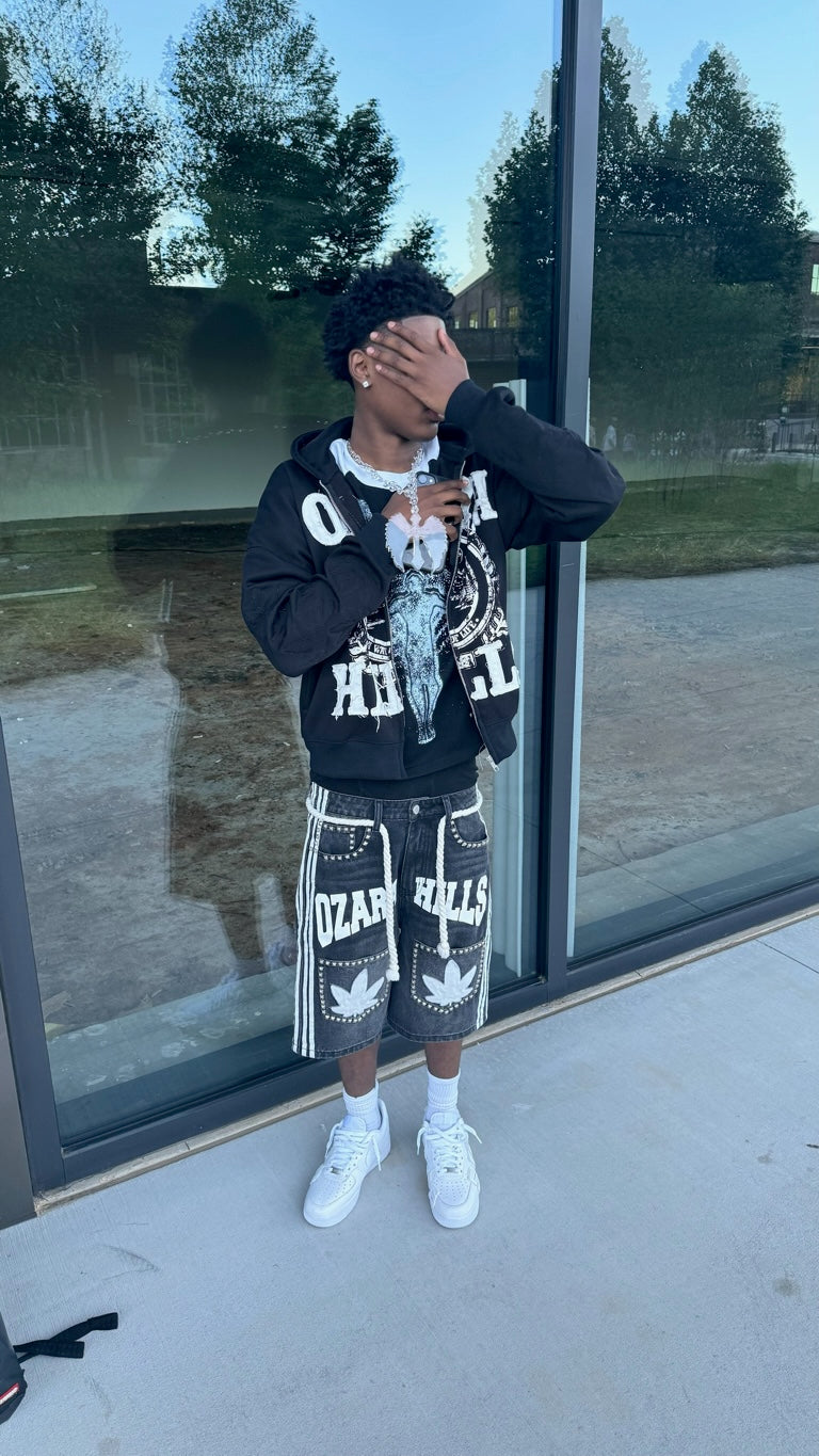 BLACK OZARA DENIM SHORTS